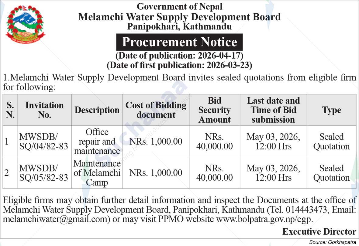 Melamchi Water Supply Development Board, Panipokhari, Kathmandu
