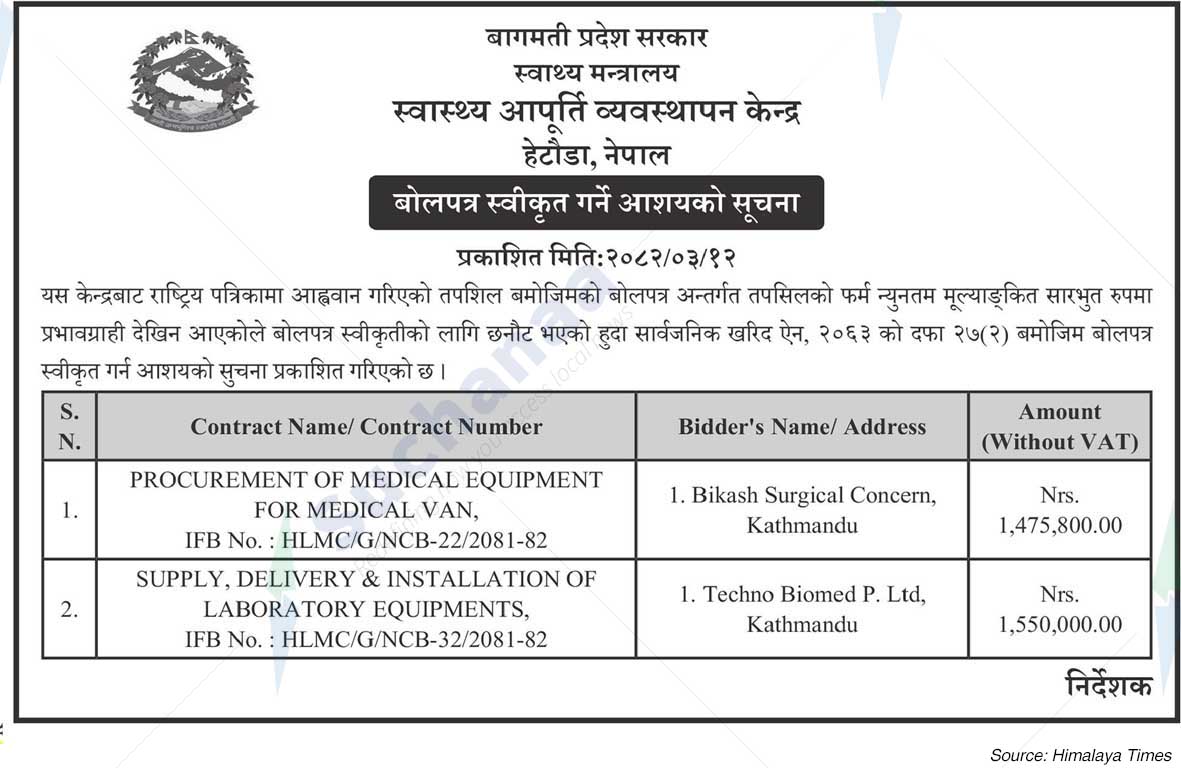 Health Supply Management Center, Hetauda