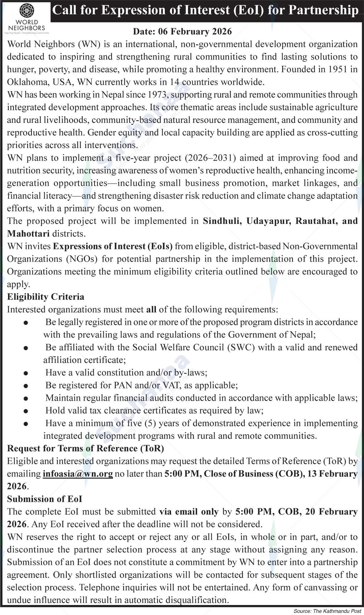 World Neighbors (WN)