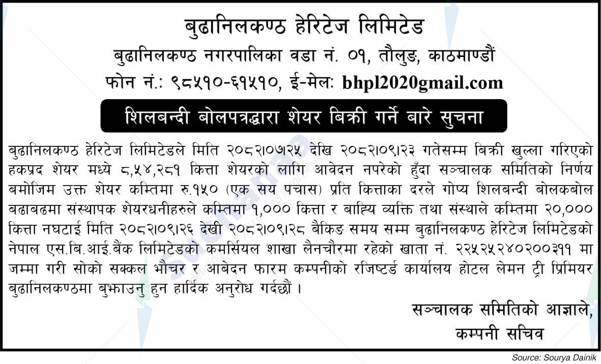 Budhanilkantha Heritage Limited, Taulung, Kathmandu