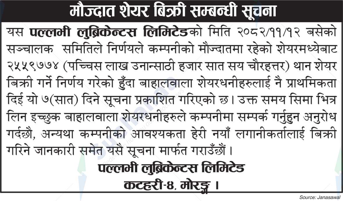 Pallavi Lubricants Limited, Morang