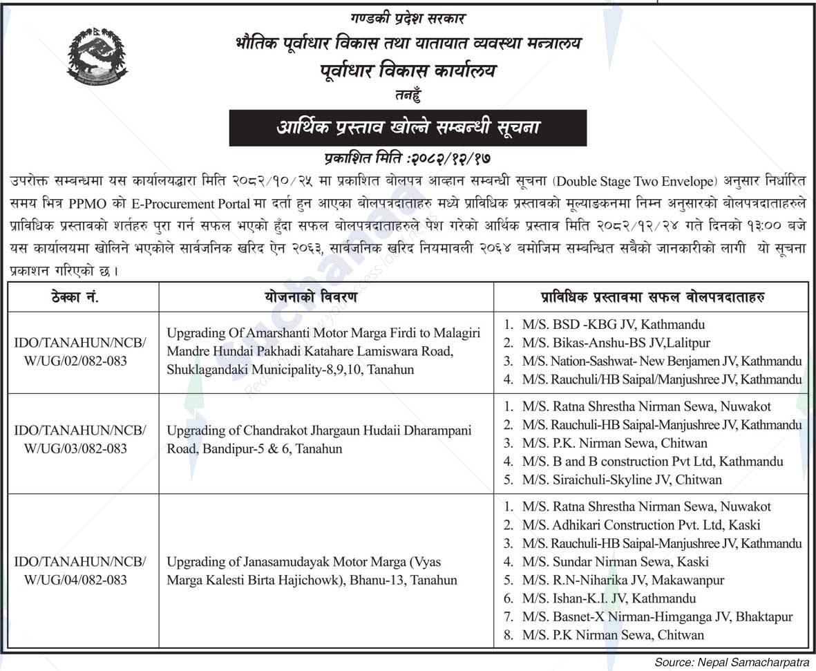 Infrastructure Development Office, Tanahun