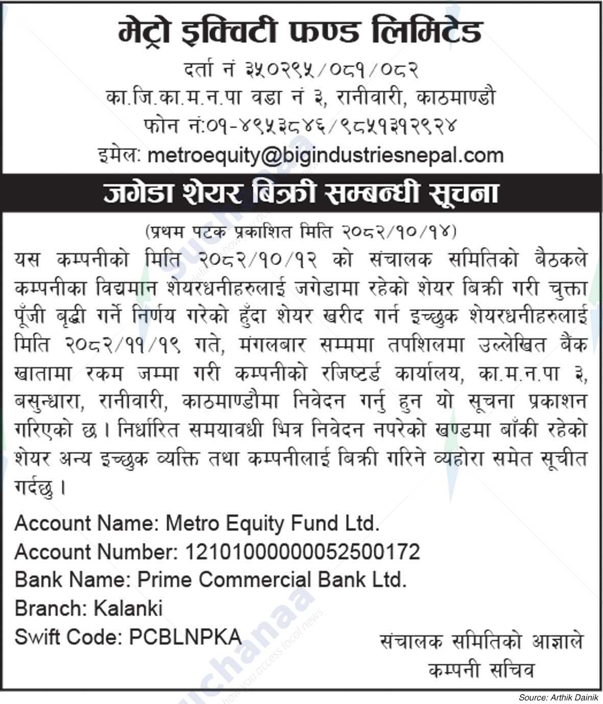 Metro Equity Fund Limited