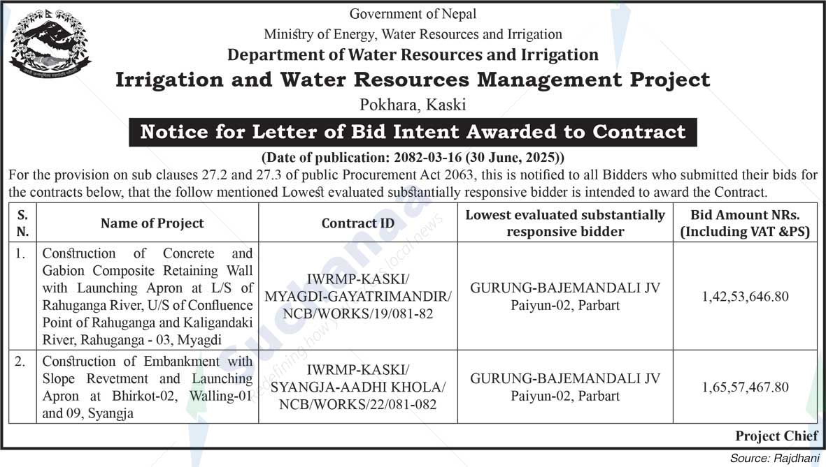 Irrigation and Water Resources Management Project, Pokhara