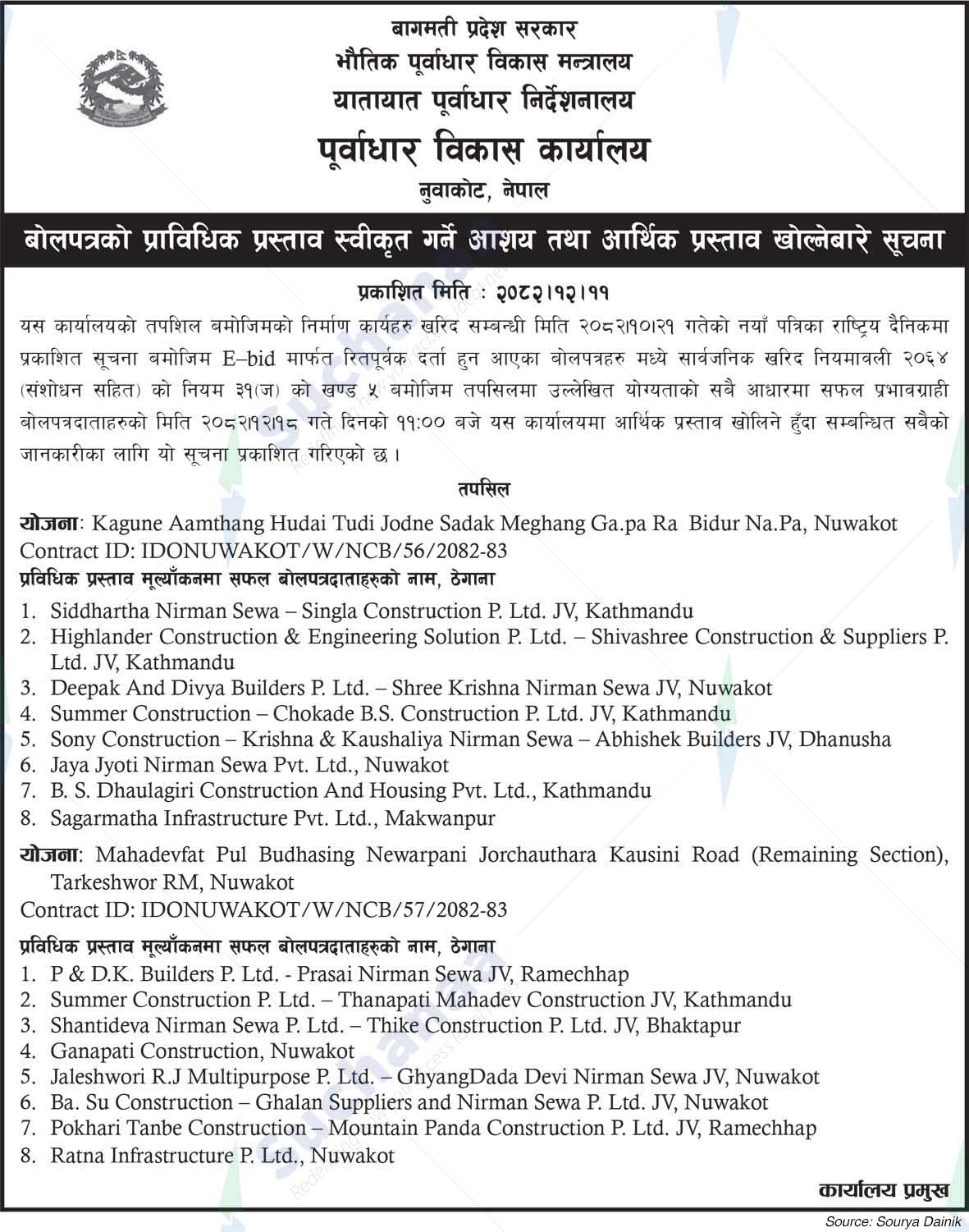 Infrastructure Development Office, Nuwakot