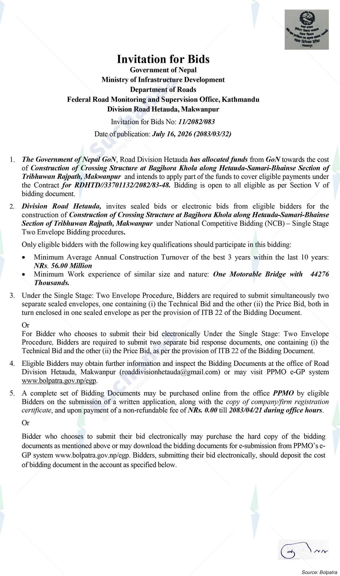 Road Division, Hetauda