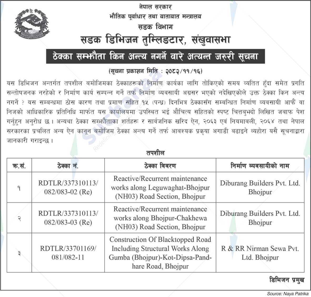 Road Division Tumlingtar, Sankhuwasabha