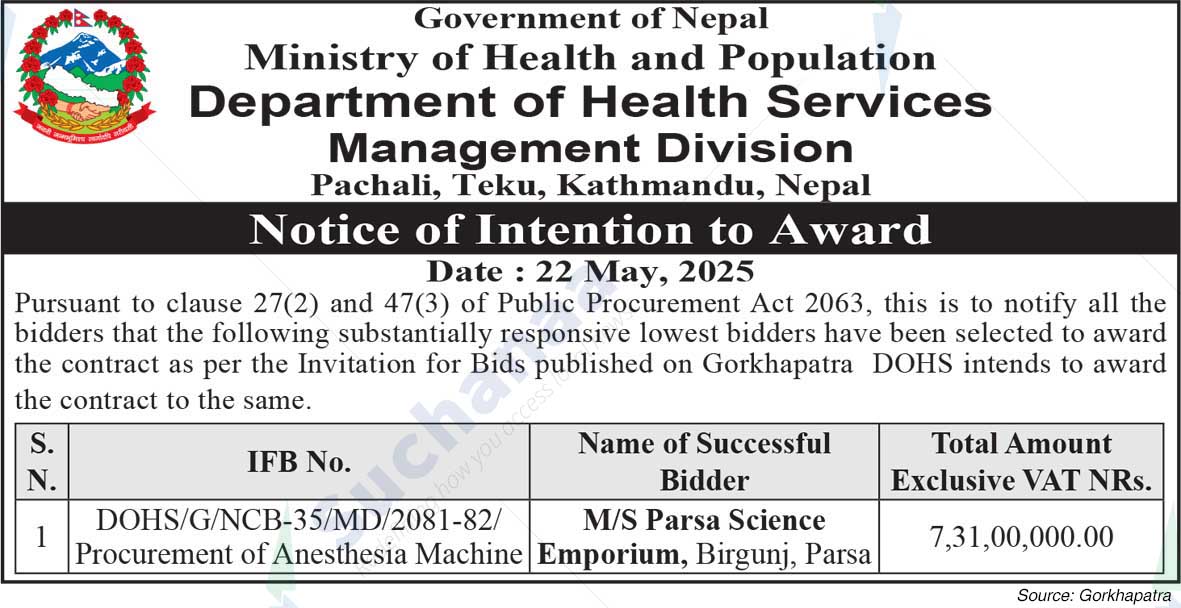 Department of Health Services Management Division, Pachali, Teku