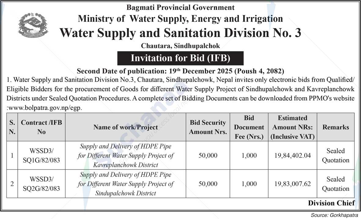 Water Supply and Sanitation Division No. 3, Sindhupalchok