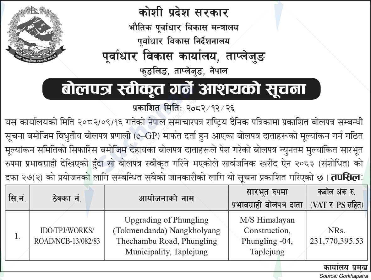 Infrastructure Development Office, Taplejung