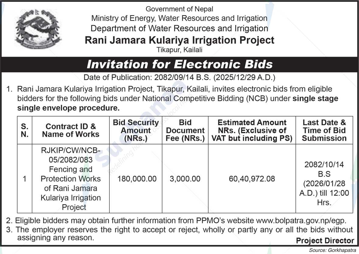 Rani Jamara Kulariya Irrigation Project, Tikapur, Kailali