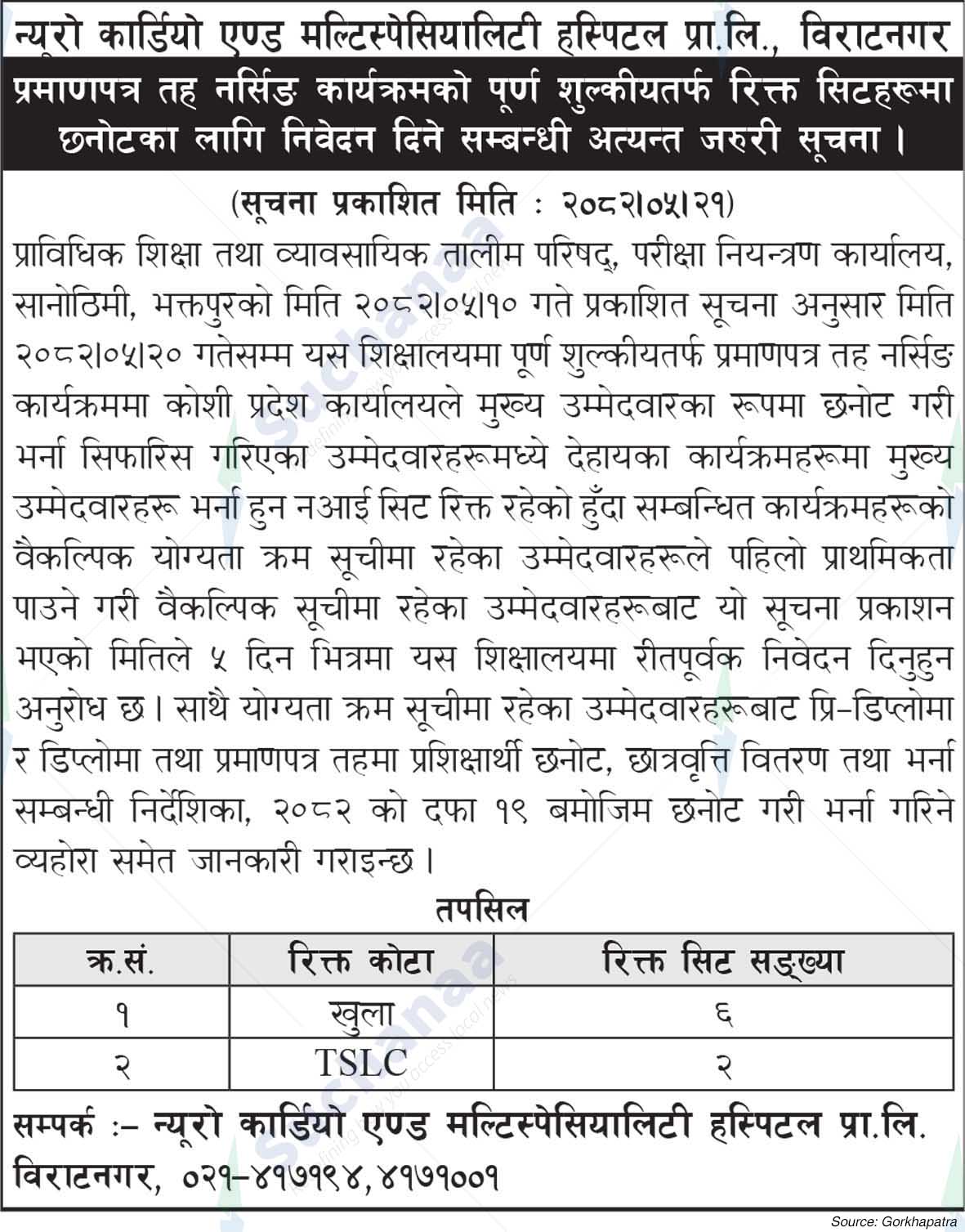 Neuro Cardio & Multispeciality Hospital Pvt.Ltd., Biratnagar