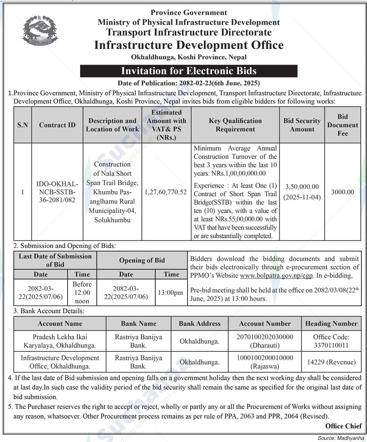 Infrastructure Development Office, Okhaldhunga