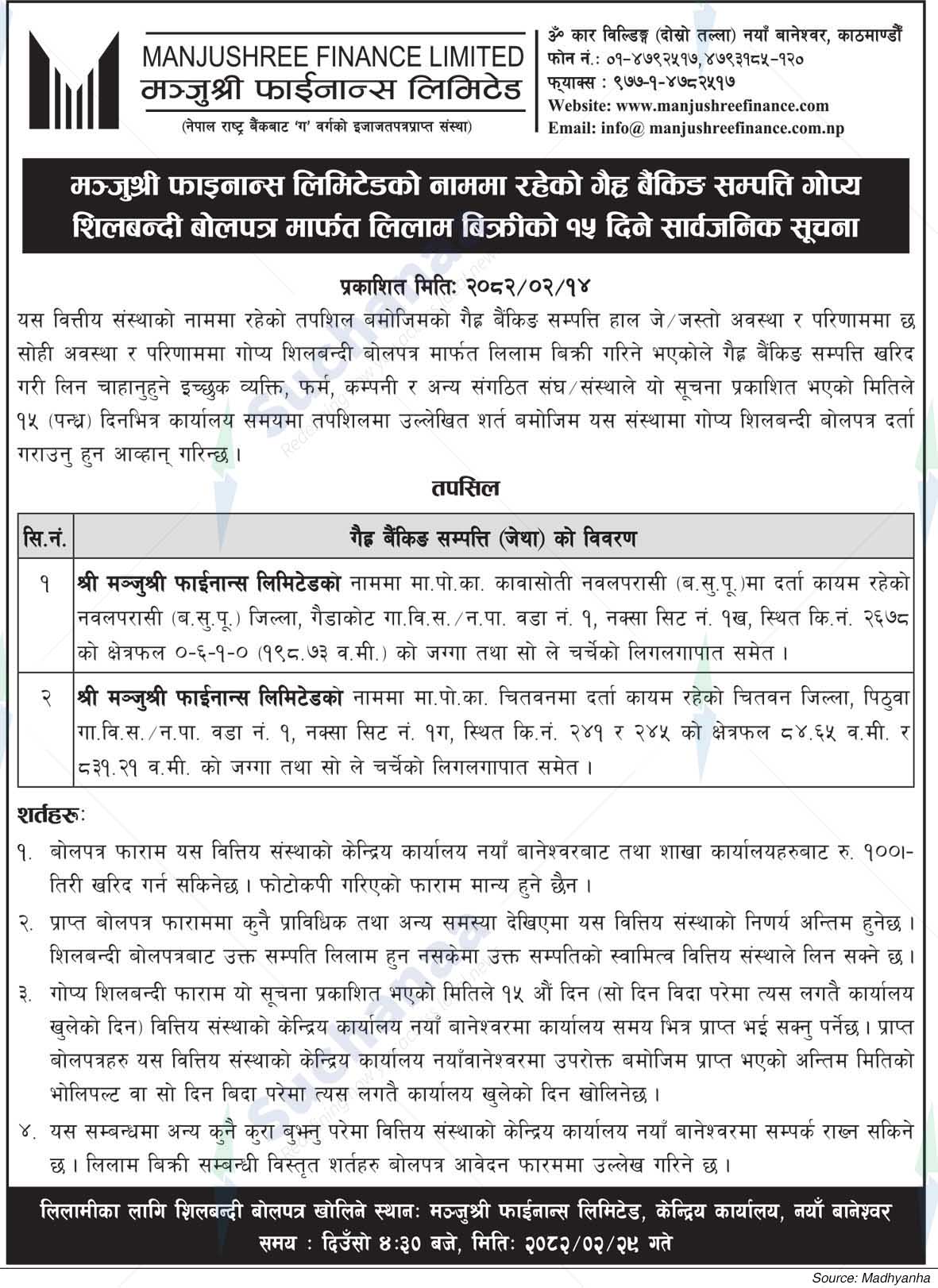 Manjushree Finance Limited
