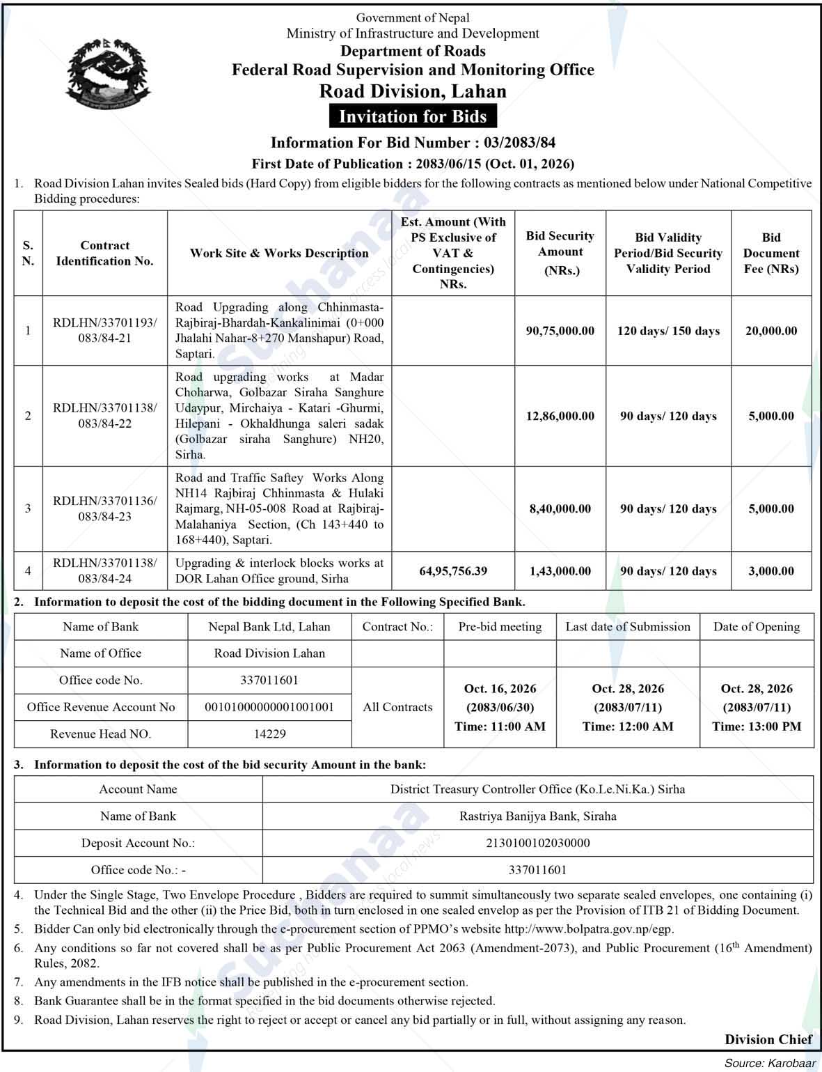 Road Division, Lahan