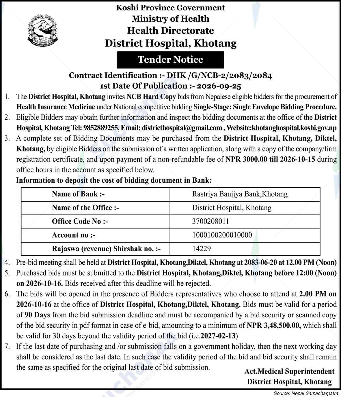 District Hospital, Khotang