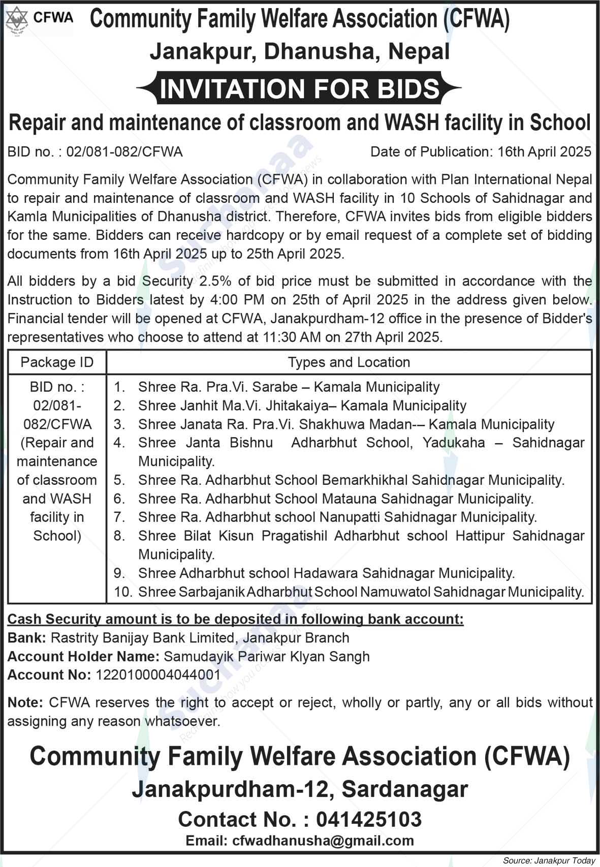 Community Family Welfare Association (CFWA)