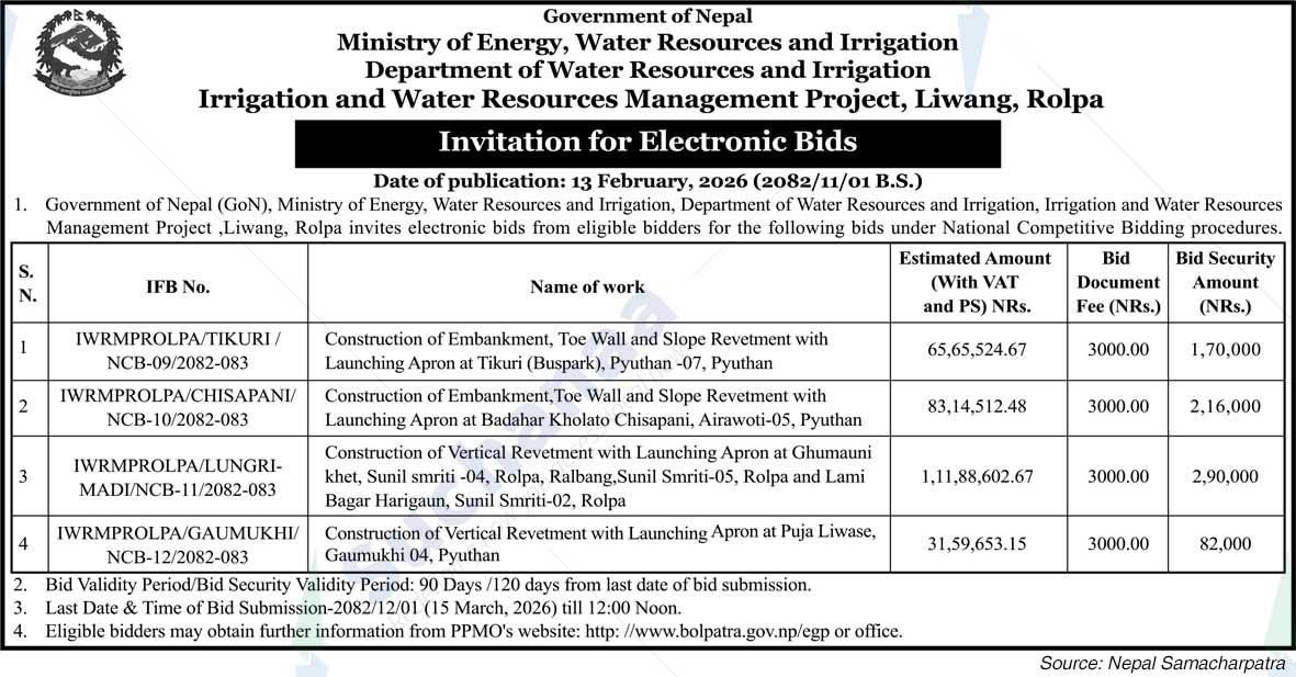 Irrigation and Water Resources Management Project, Liwang, Rolpa
