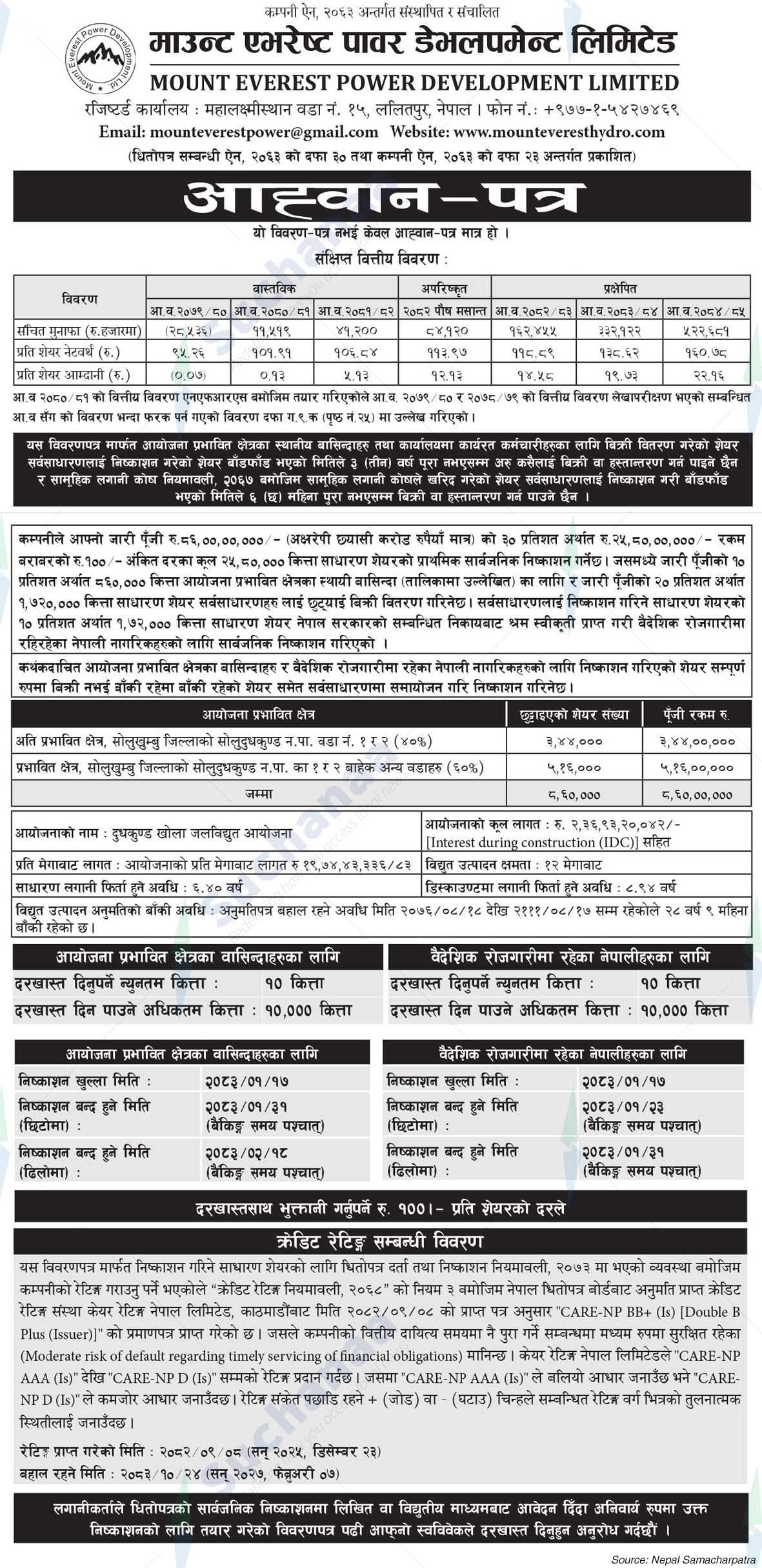 Mount Everest Power Development Limited, Lalitpur