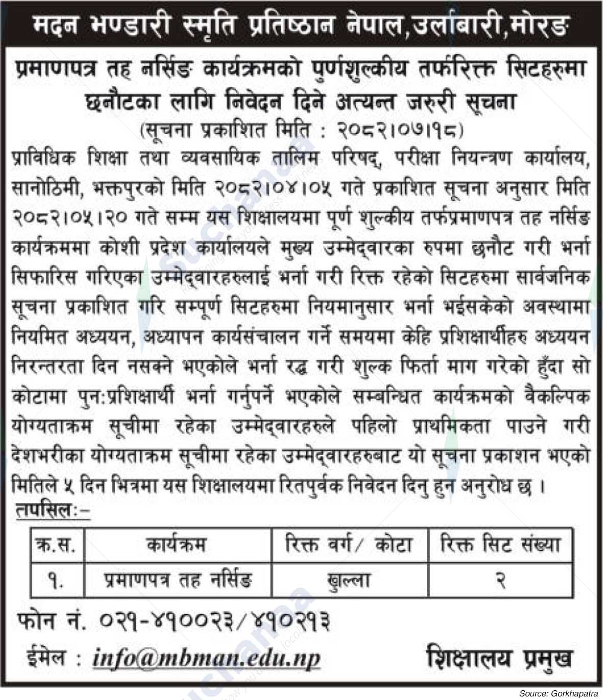 Madan Bhandari Memorial Foundation Nepal, Urlabari, Morang