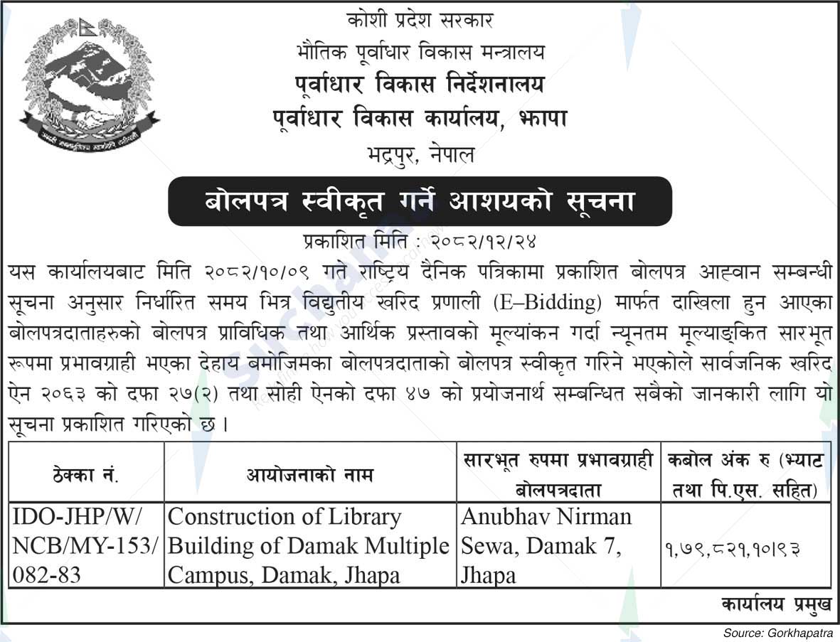 Infrastructure Development Office, Jhapa