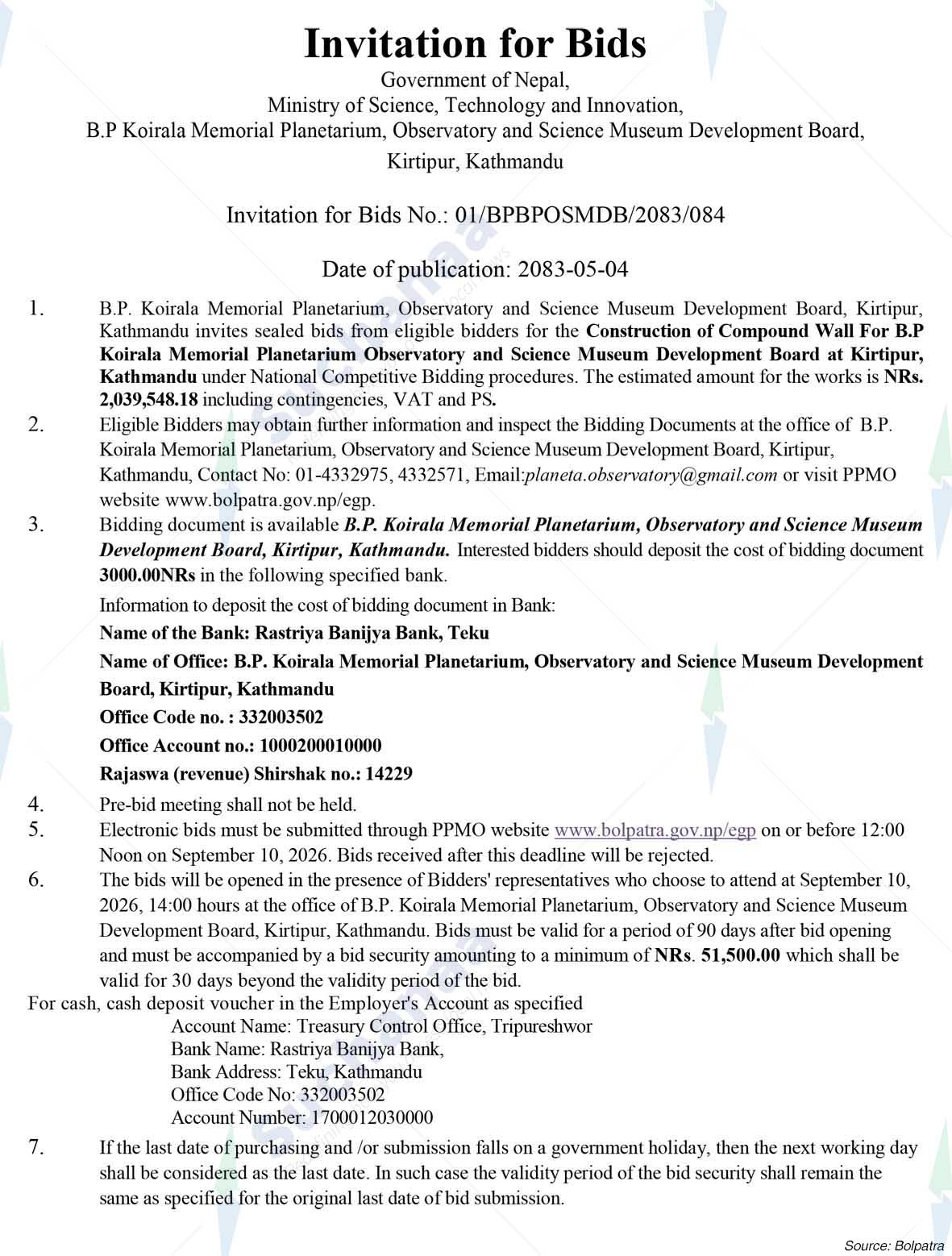 B.P. Koirala Memorial Planetarium, Observatory and Science Museum Development Board