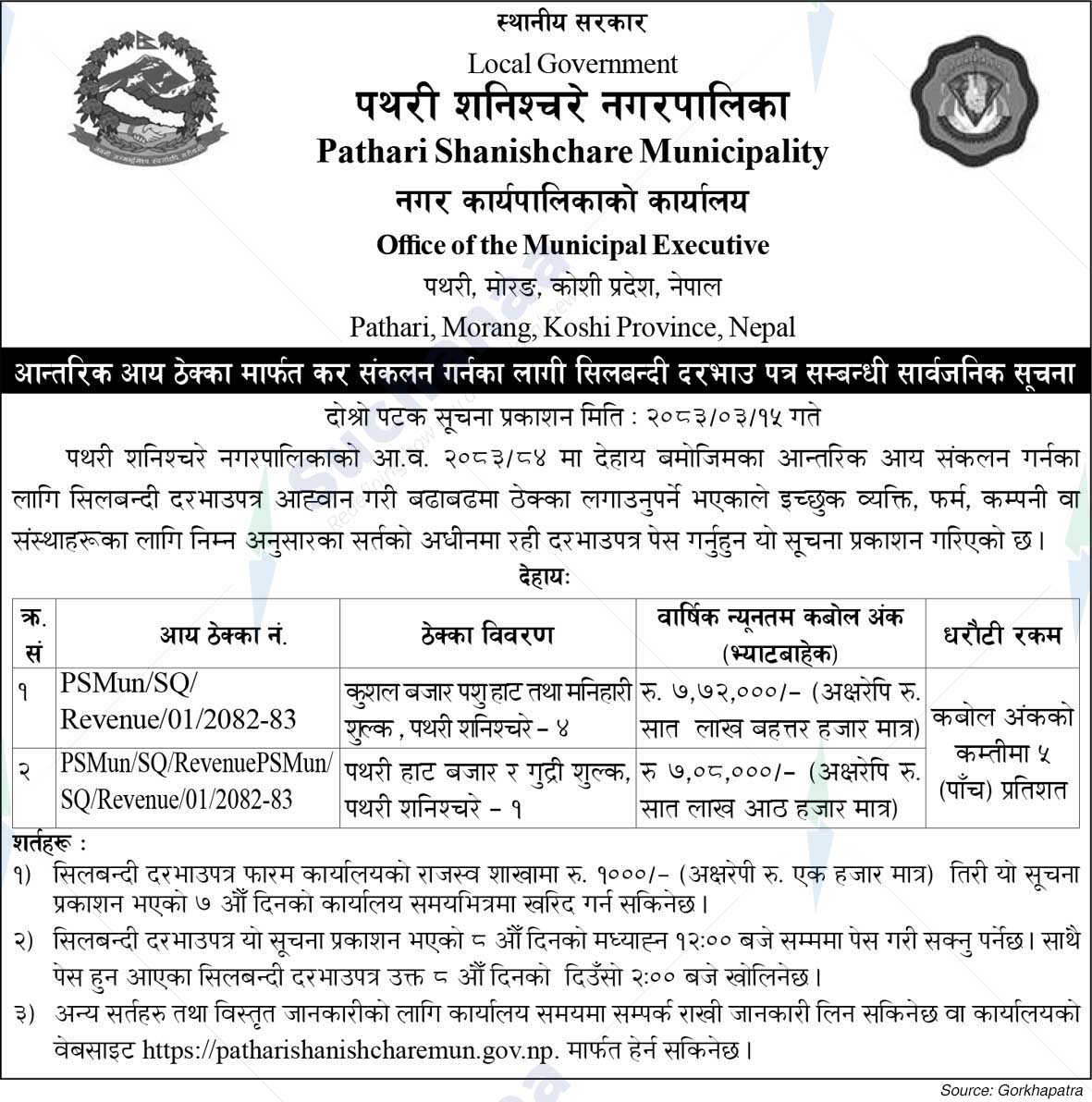 Pathari Shanischare Municipality