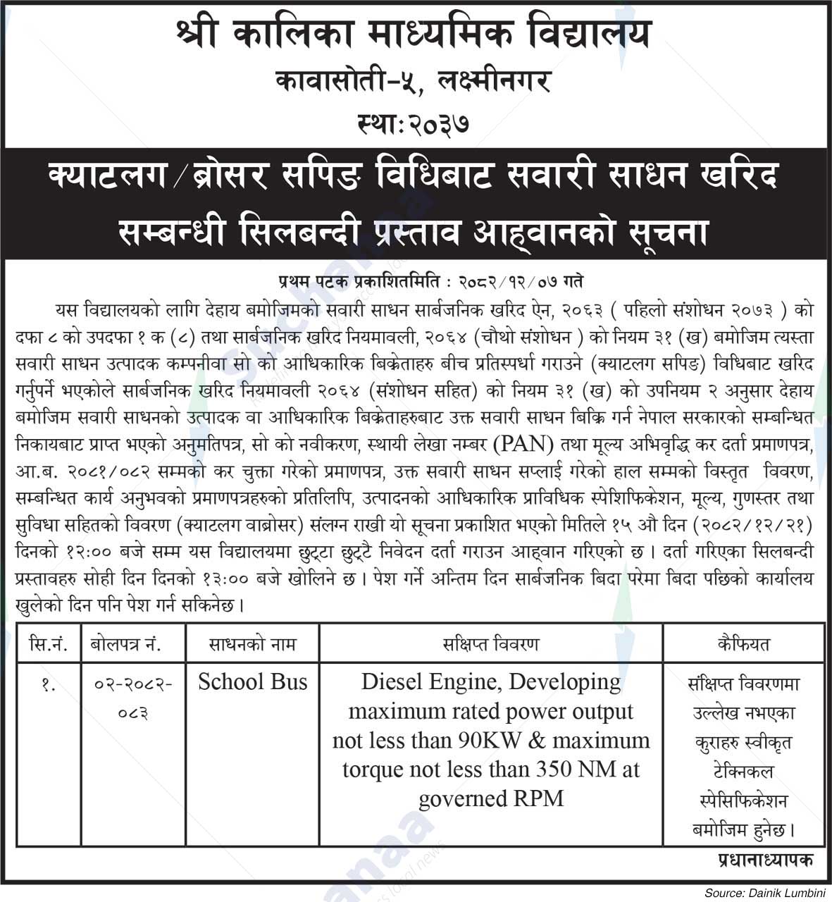 Shree Kalika Secondary School, Kawasoti, Laxminagar