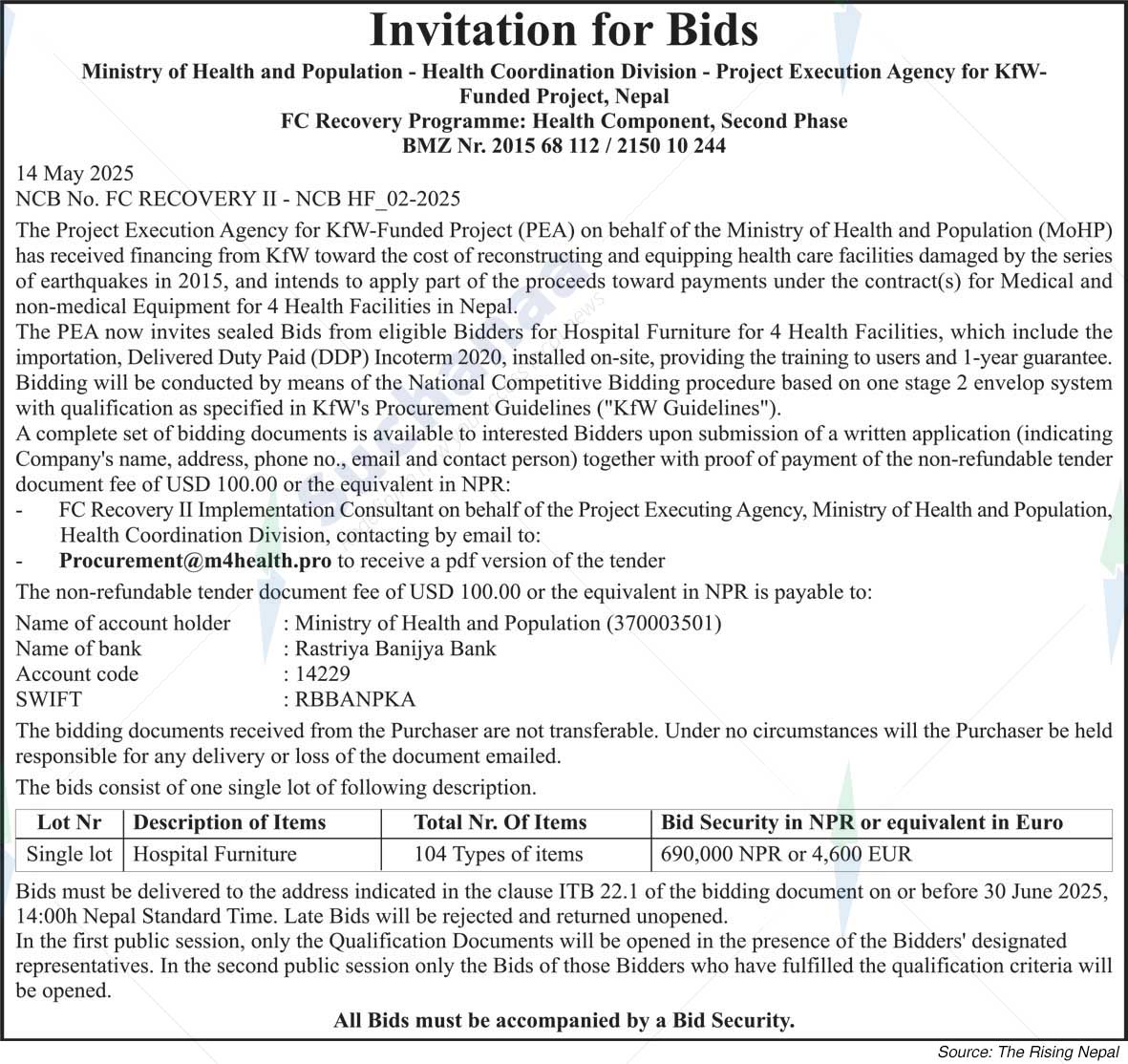 Project Execution Agency for KfW-  Funded Project