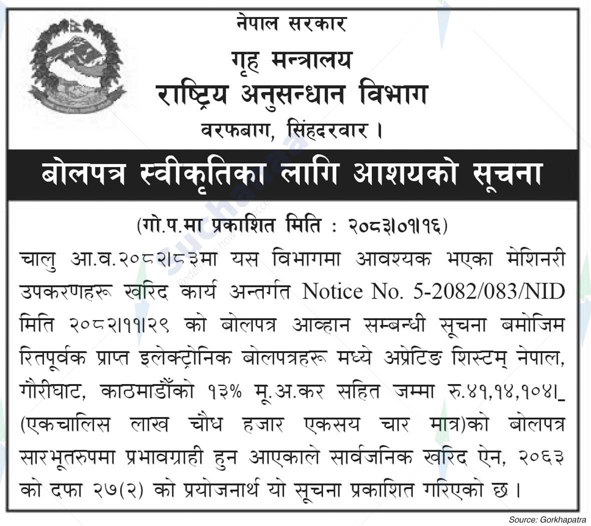 National Investigation Department