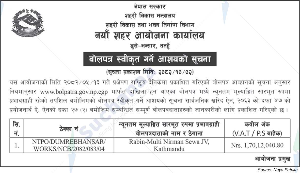 New Town Project  Office, Dumre-Bhansar, Tanahun