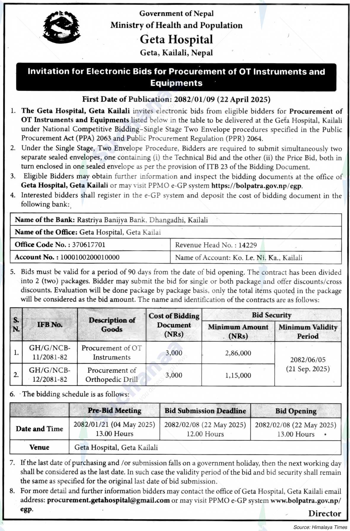 Ministry of Health and Population