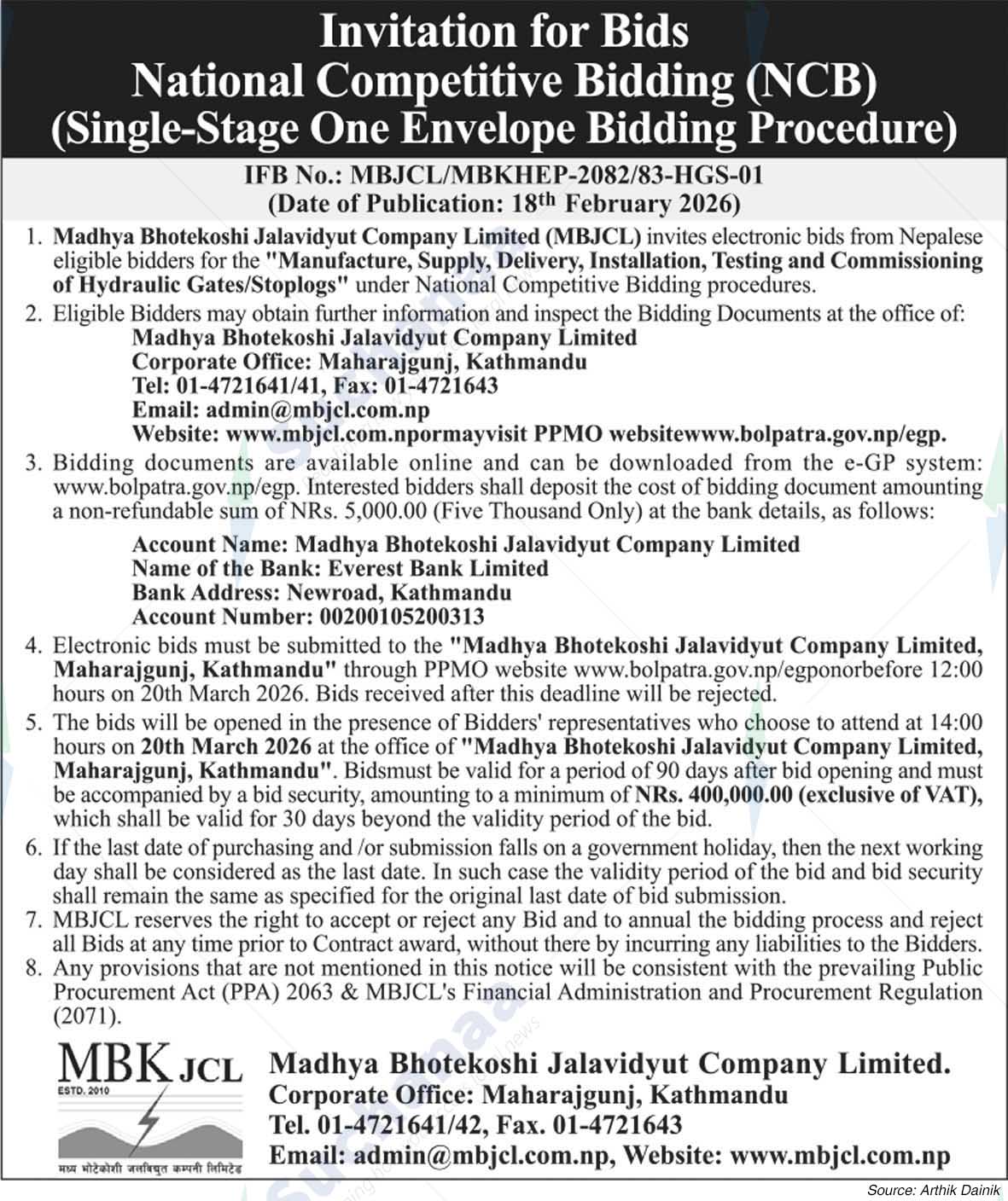 Madhya Bhotekoshi Jalavidyut Company Limited