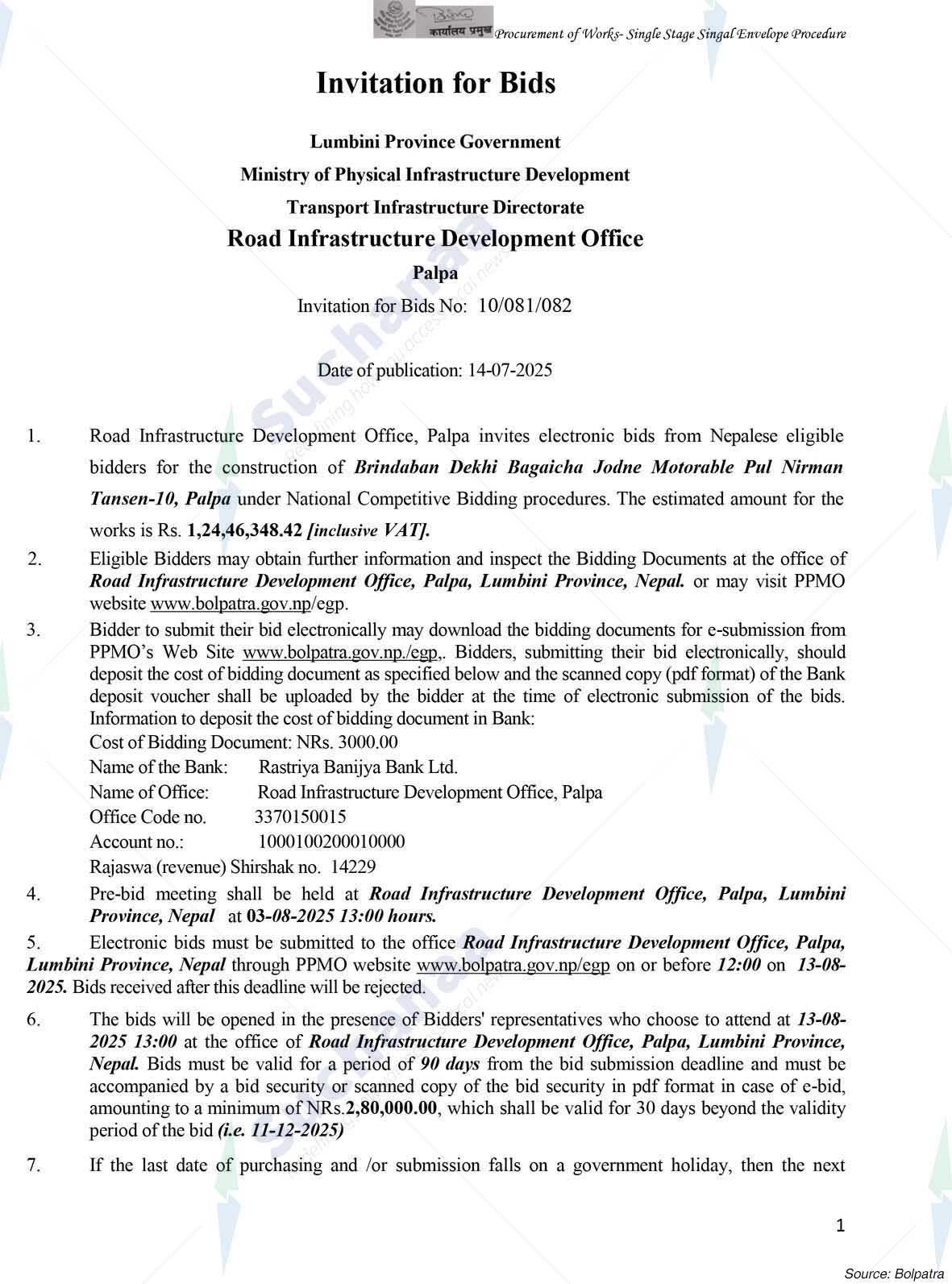 Road Infrastructure Development Office, Palpa