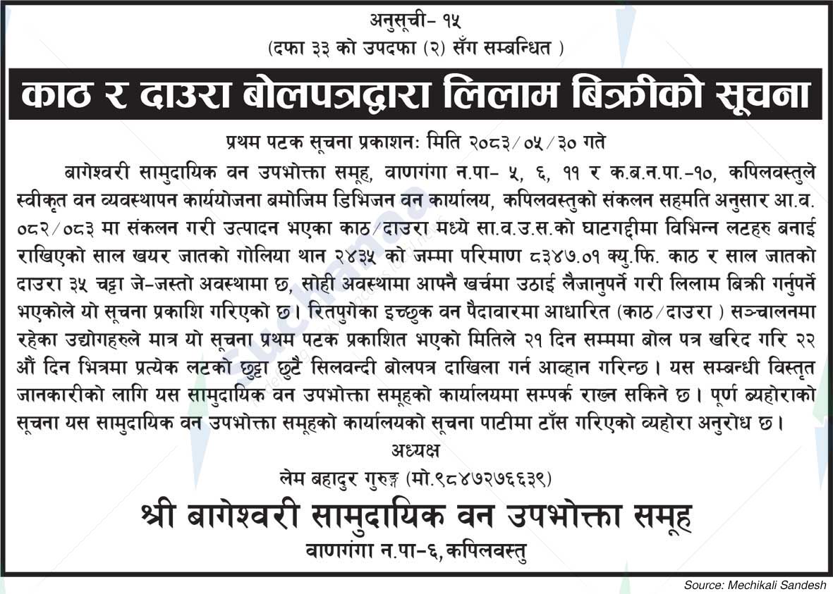 Shree Bageshwari Saa.Wa.Wo.Sa.