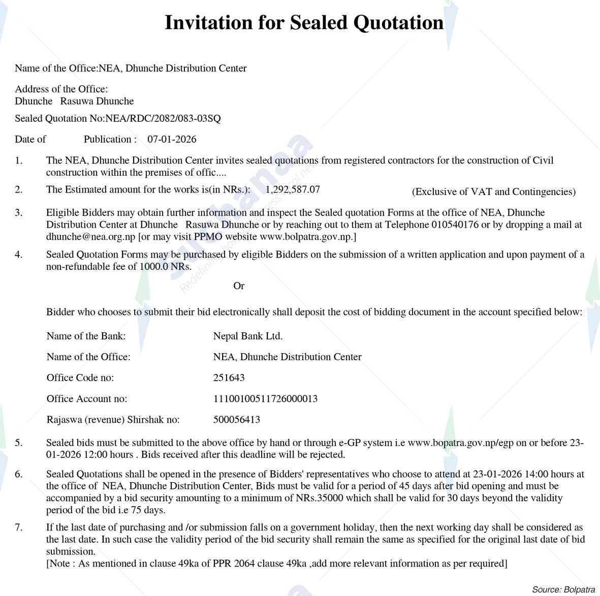 NEA, Dhunche Distribution Center