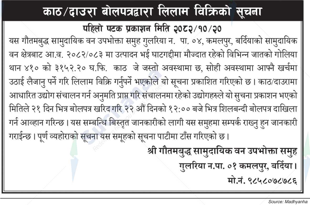 Shree Gautam Buddha Saa.Wo.Wa.Sa., Kamalpur, Bardiya