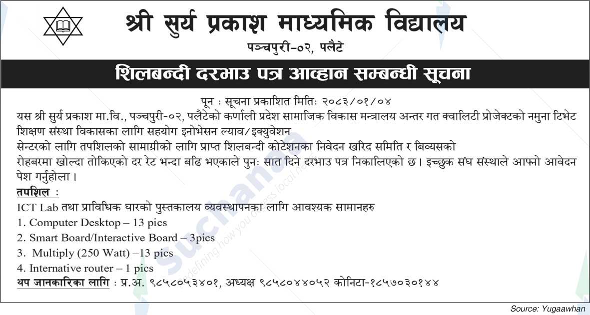 Shree Surya Prakash Secondary School, Palete, Surkhet