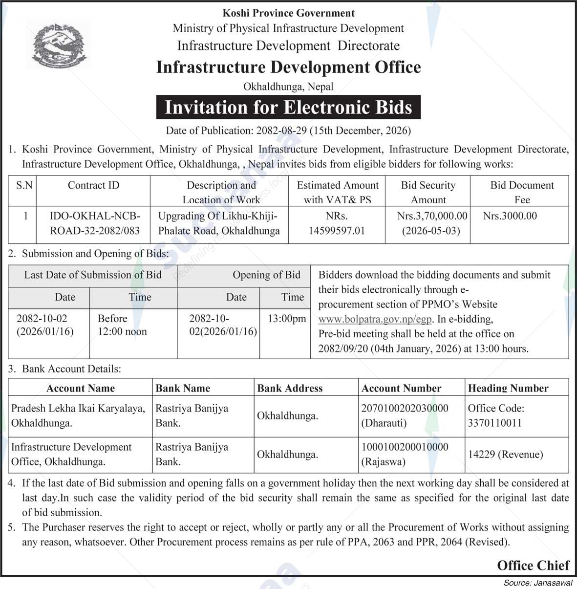 Infrastructure Development Office, Okhaldhunga
