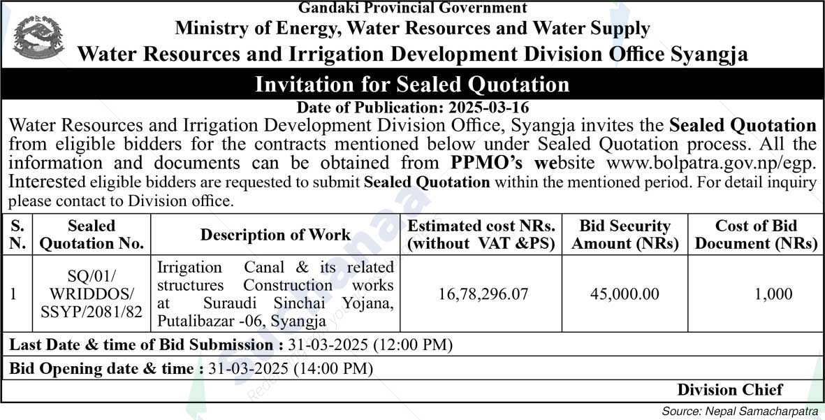 Water Resources and Irrigation Development Division Office Syangja