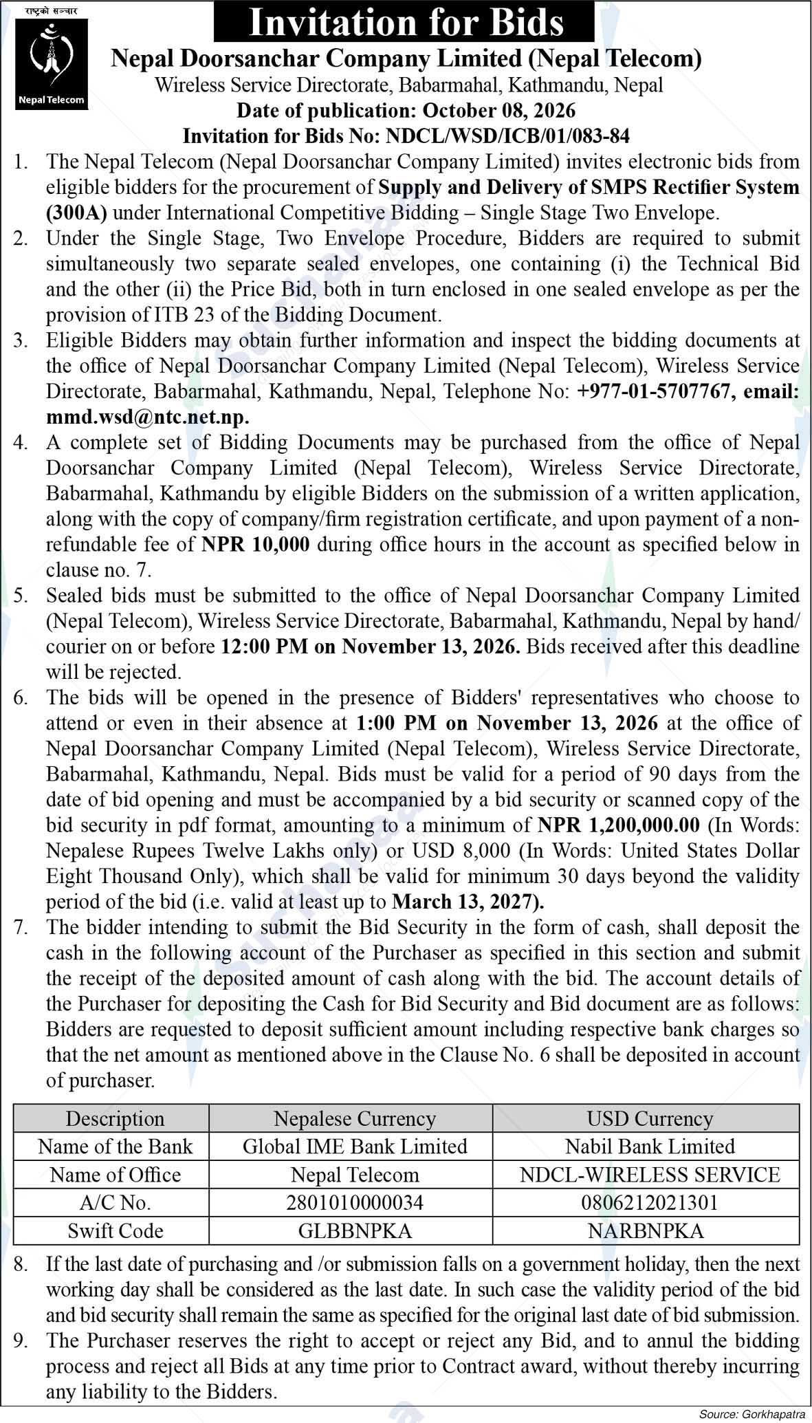 Nepal Doorsanchar Company Limited (NTC), Wireless Service Directorate