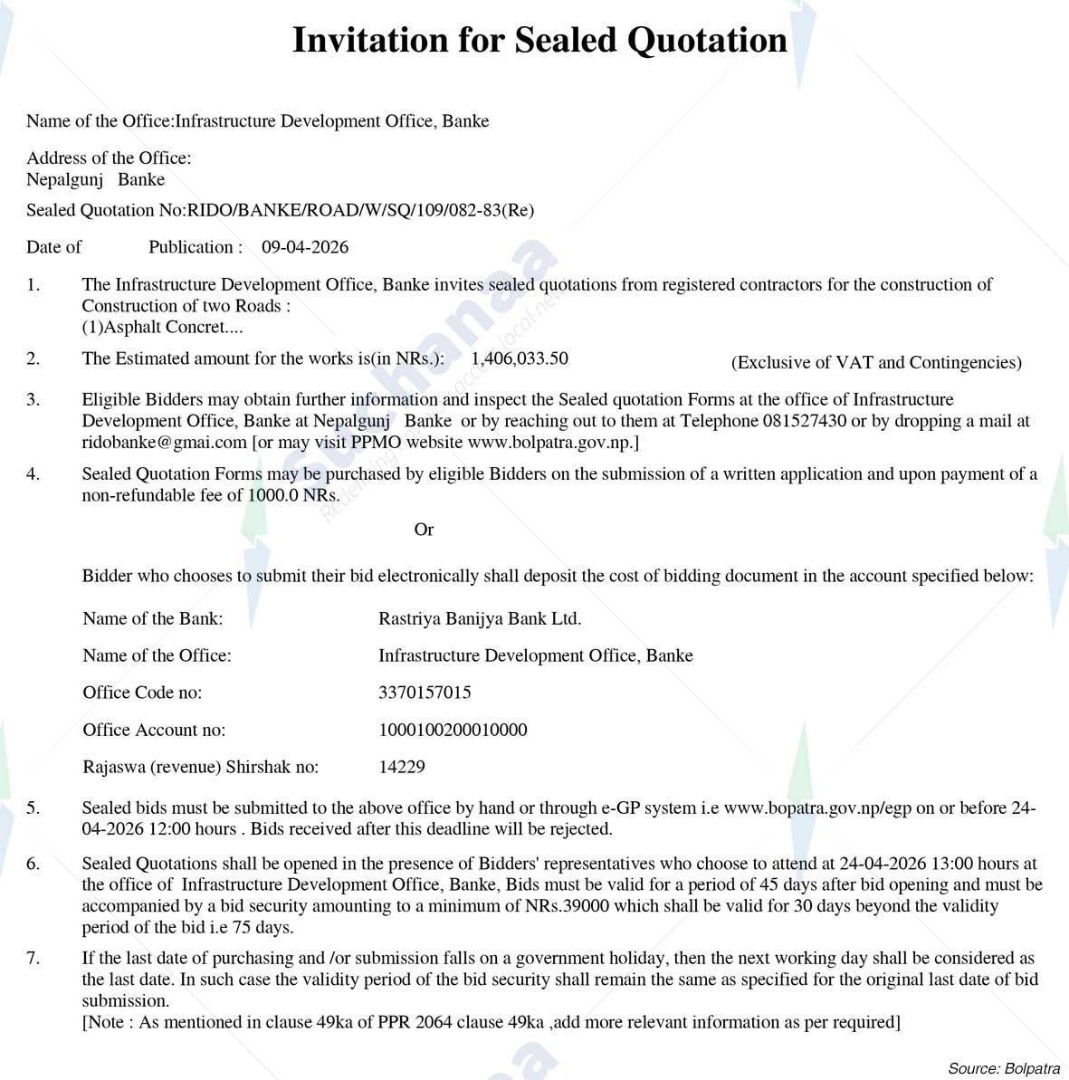 Infrastructure Development Office, Banke