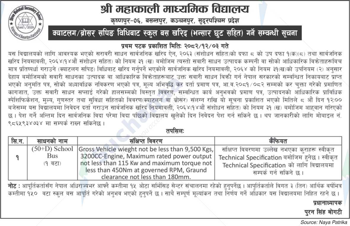 Shree Mahakali Secondary School, Kanchanpur