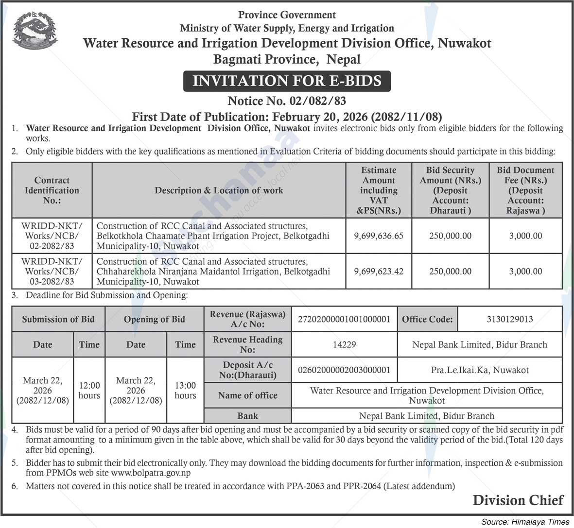 Water Resource and Irrigation Development Division Office, Nuwakot