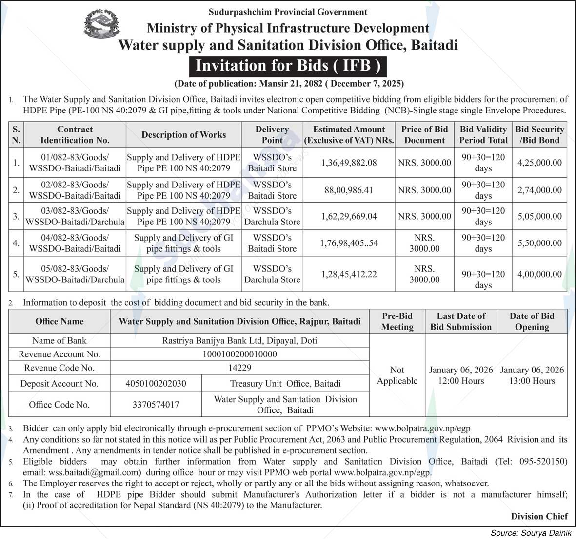 Water supply and Sanitation Division Office, Baitadi
