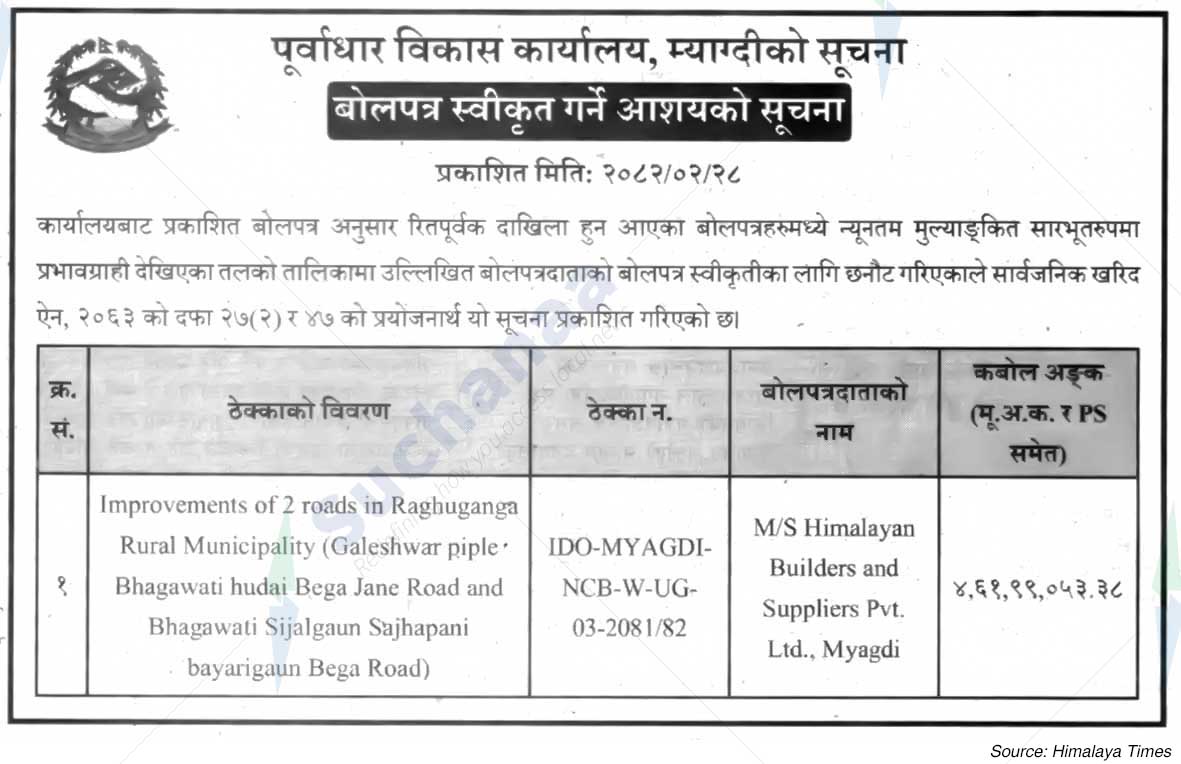 Infrastructure Development Office, Myagdi