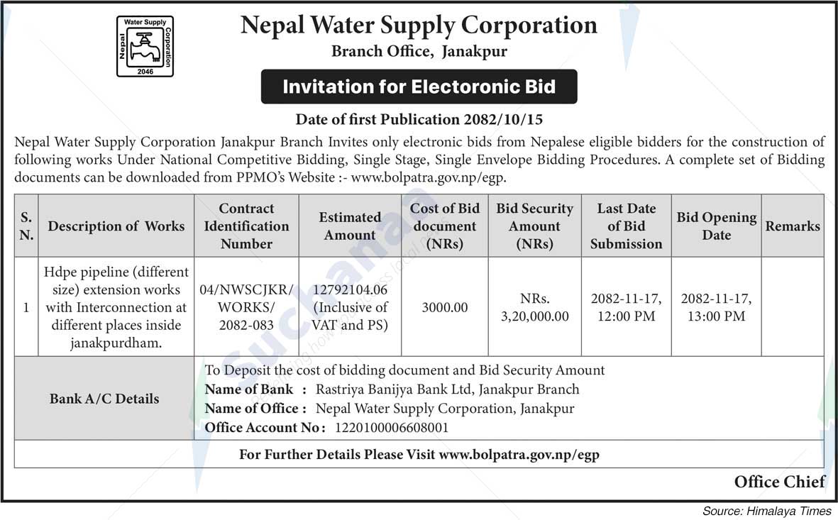 Nepal Water Supply Corporation, Janakpur