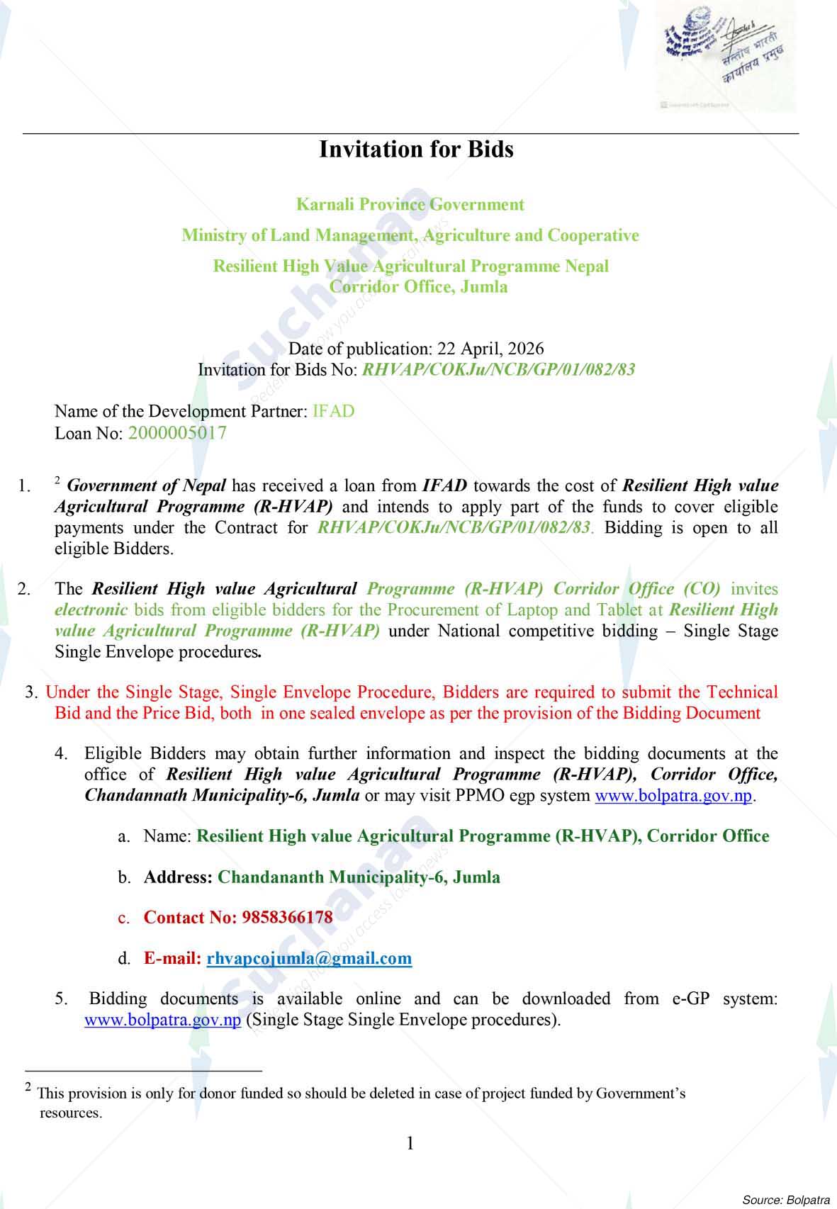 Corridor Office, Jumla (R-HVAP)