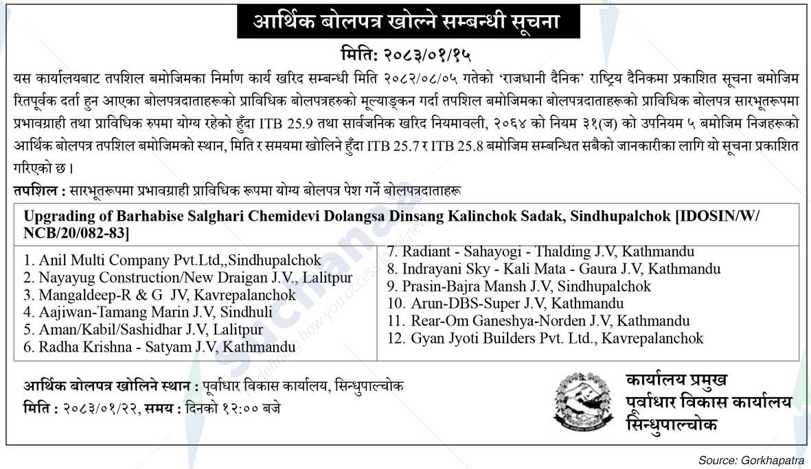 Infrastructure Development Office, Sindhupalchok
