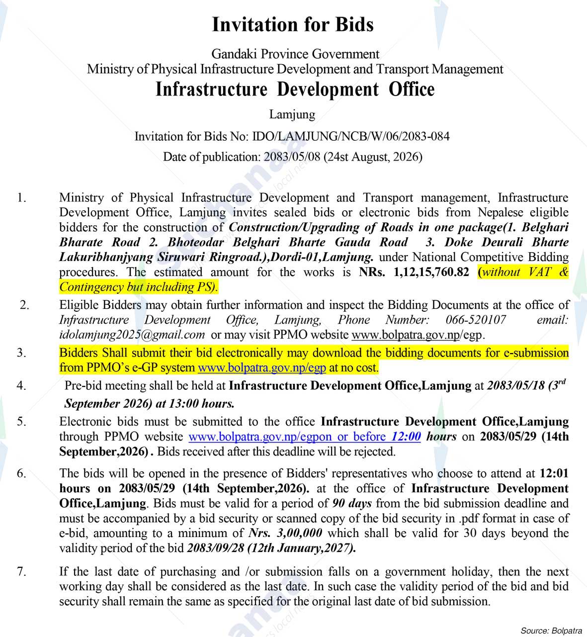 Infrastructure Development Office, Lamjung
